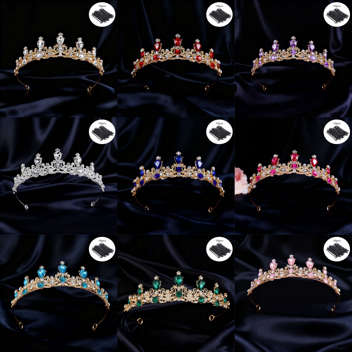 Event & Party Supply Photos - Braut-Tiara im Vintage-Stil mit Strass-Verzierung, Königinnenkrone,