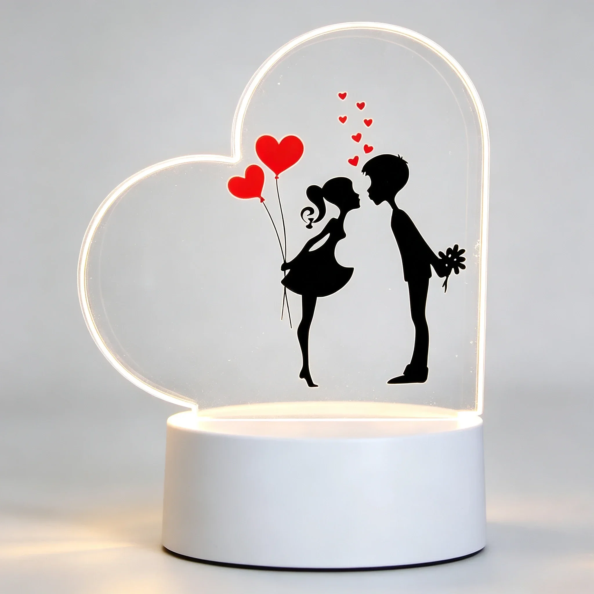 Led Balloon Light - Herzförmige Acryl 3D-Nachtlampe Küssendes Paar mit