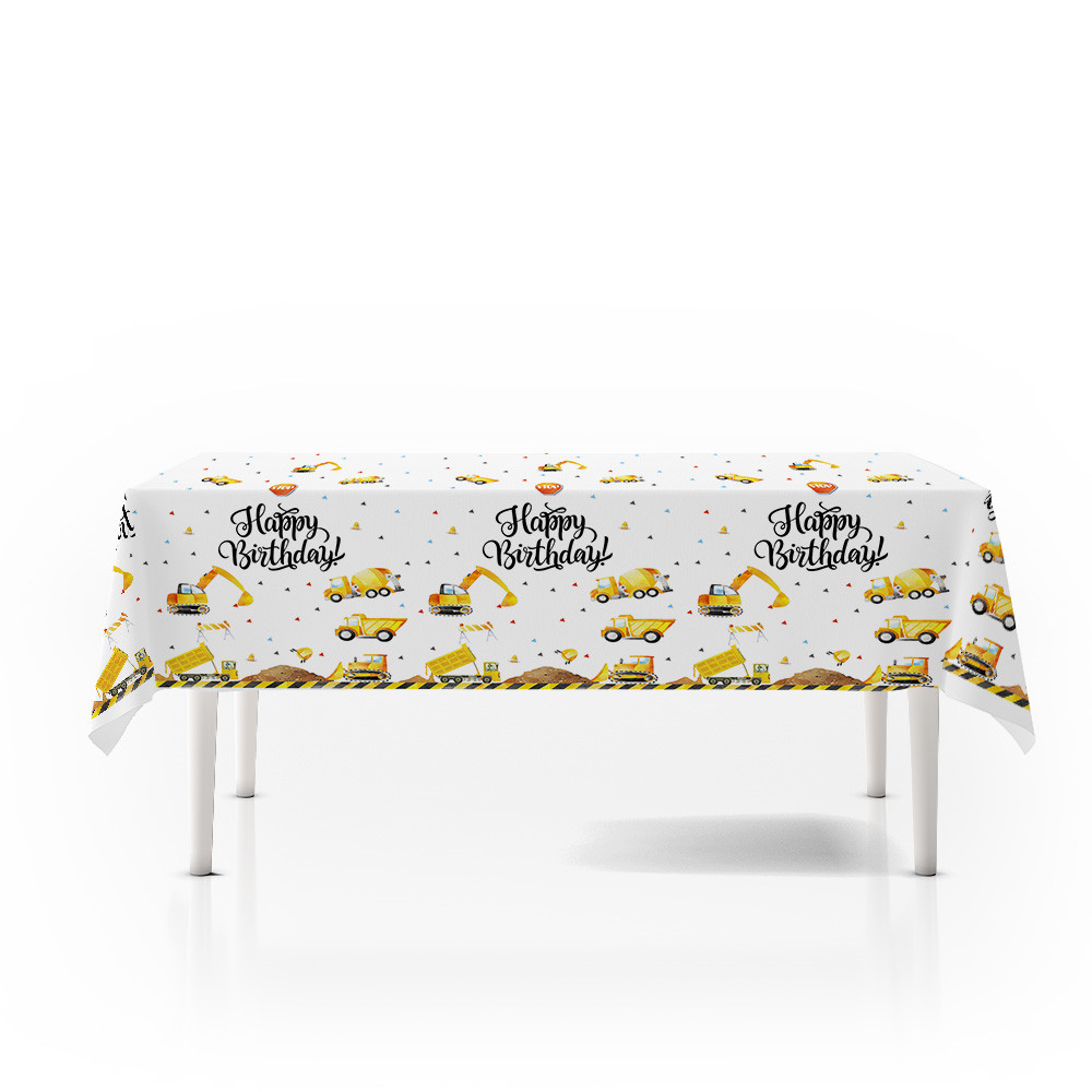 Table Cloth Disposable - 130cm*220cm Baustellen-Traktor Party-Dekorationen Zubehör Tischdecke Kinder