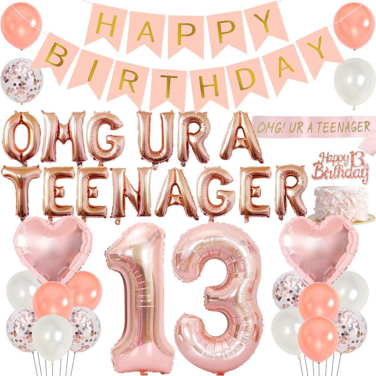 Party Banner Gold - Partydekorationen zum 13. Geburtstag für Mädchen