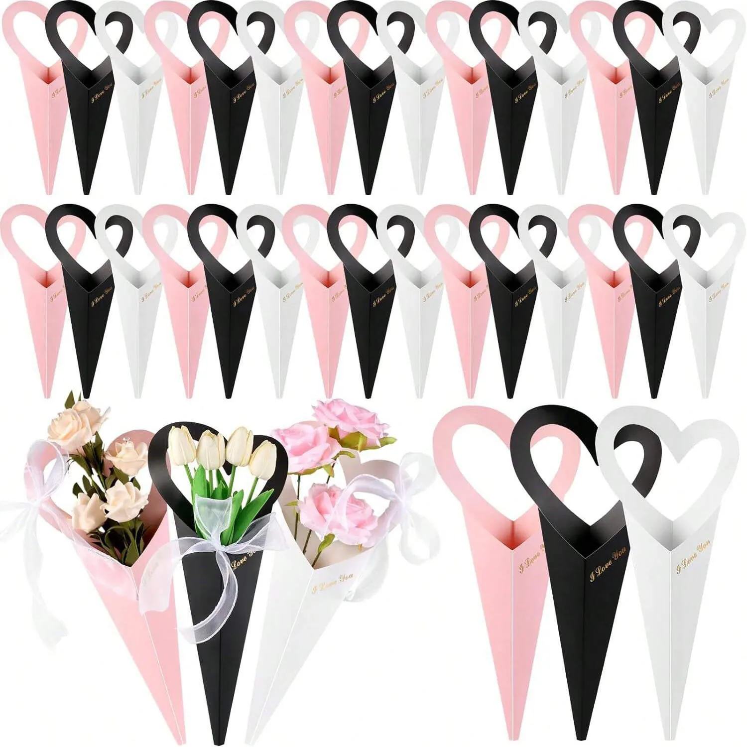 Cotton Candy Cone - 12/24/36 Stück Blumenstraußbeutel, geeignet für Blumenverpackungen,