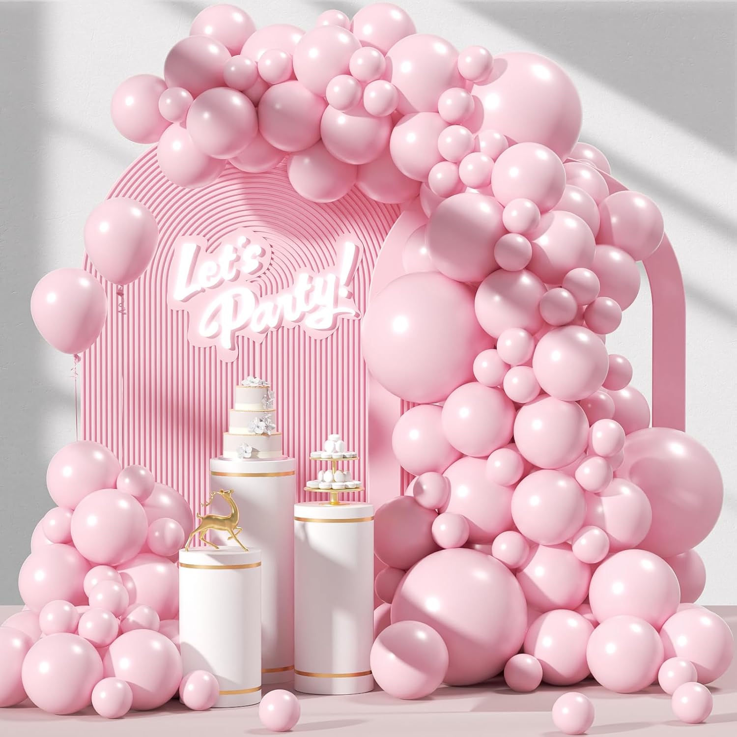 Balloon Arch Kit - 97-teiliges hellrosa Luftballons-Bogen-Set, rosa Baby-Luftballons, Girlande