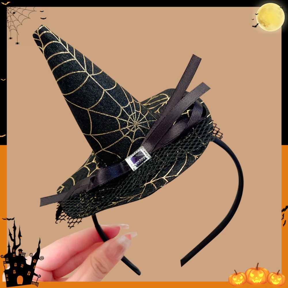 Party Hat Cone - Spinnen-Halloween-Hexenhut-Stirnband, Kürbis-Totenkopf-Halloween-Party-Haarband, Netz-Cartoon-Kegelhut-Haarreif, Verkleidungs-Requisiten