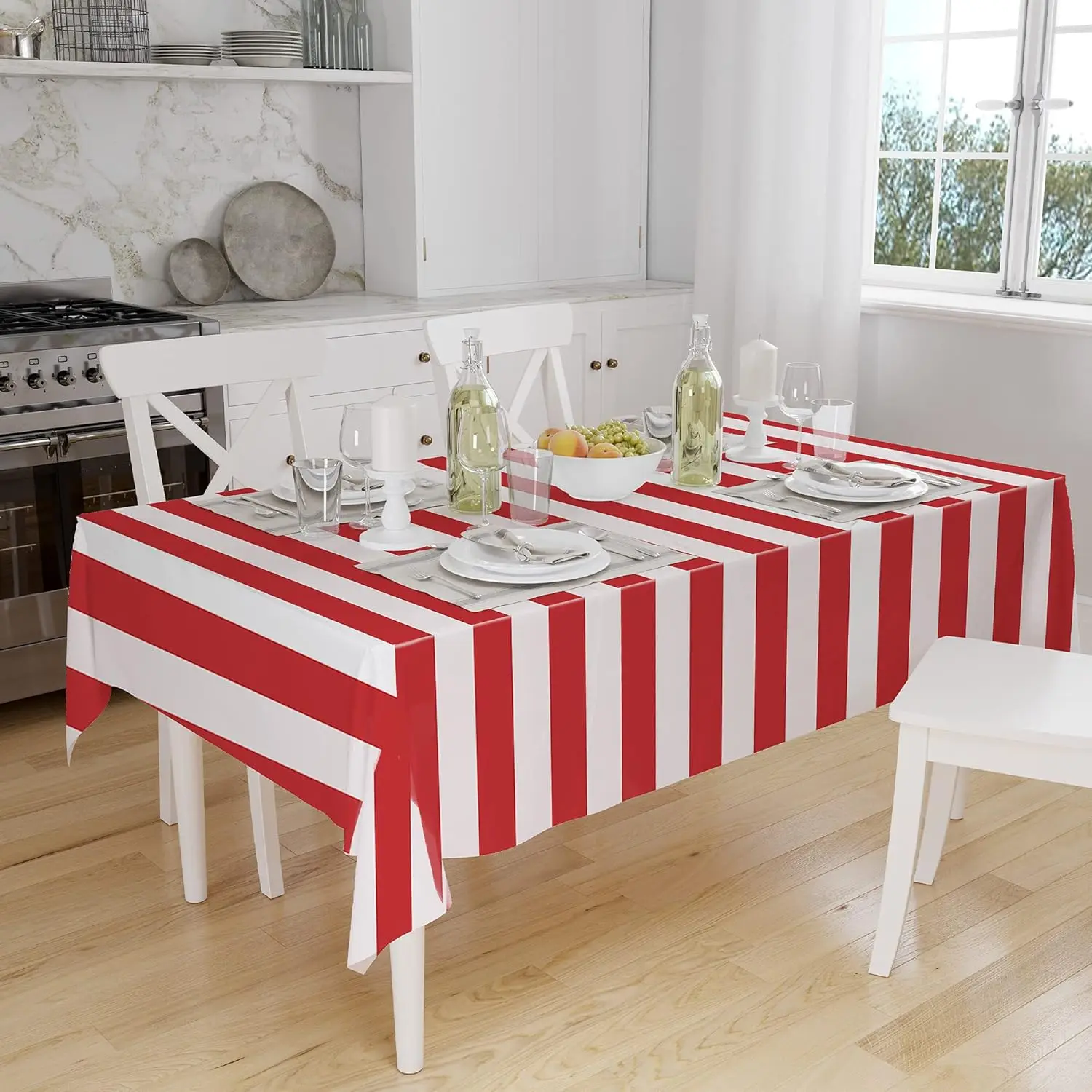 1/2/3 Stück rot-weiß gestreift – Table Cloth Disposable Bewertung und Preis