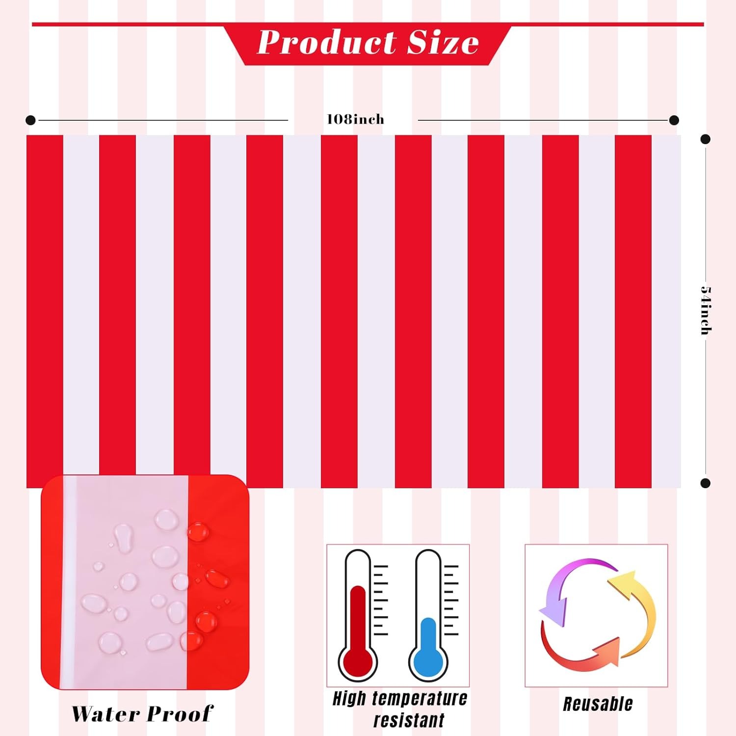 3 Packungen rot-weiße horizont – Table Cloth Disposable Bewertung und Preis